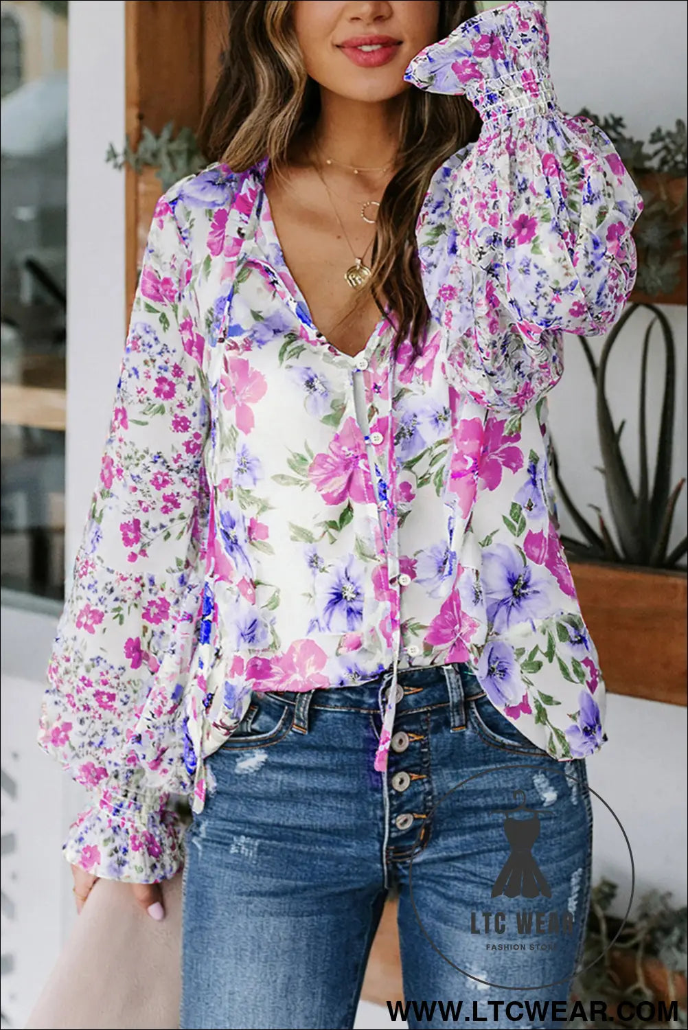 Casual cakewalk floral smocked blouse - rose / 2xl / 95% polyester + 5% spandex - blouses & shirts