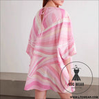 Casual geometric print loose dress with round neck and all-match design