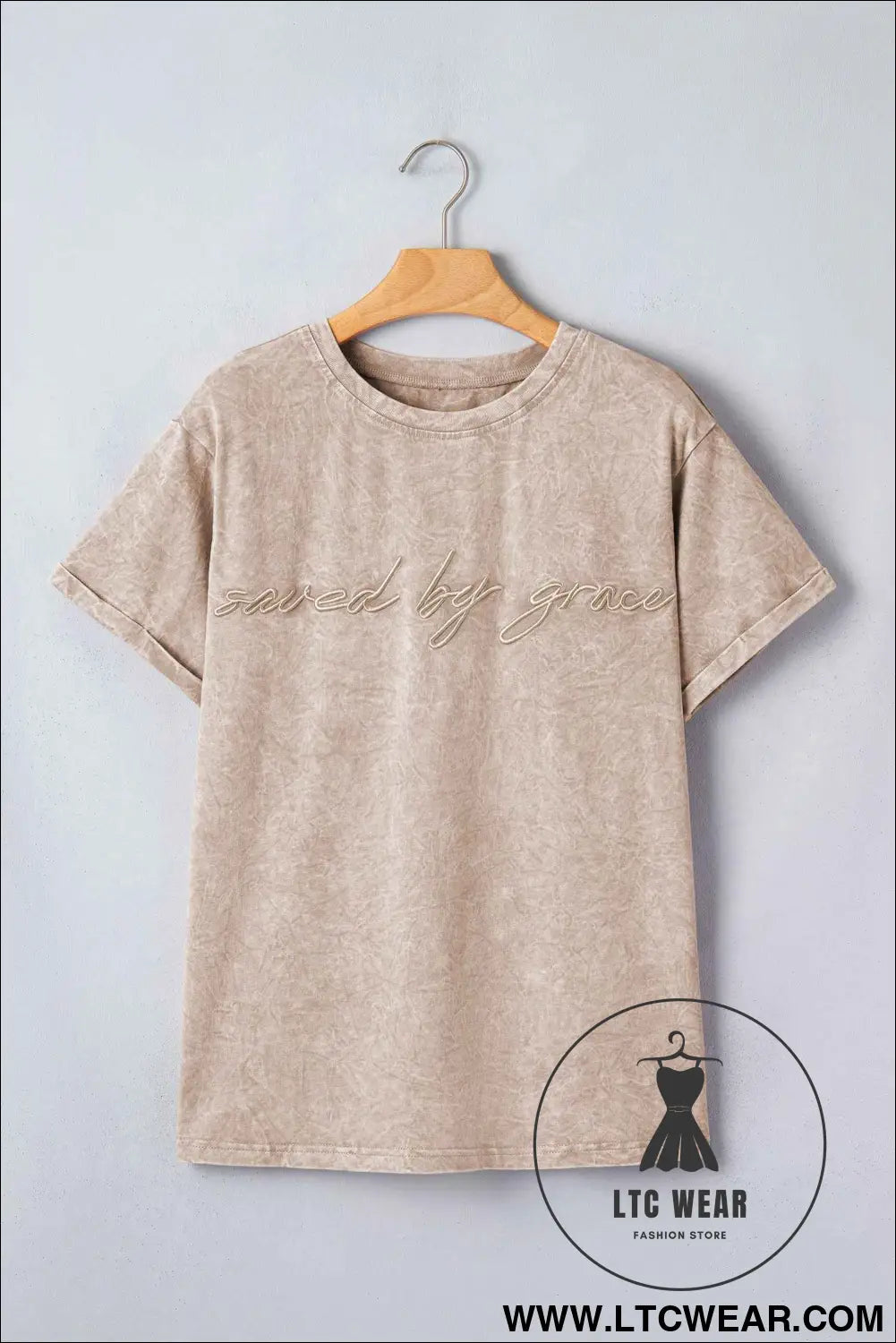 Casual saved by grace Mineral Washed Cotton T Shirt