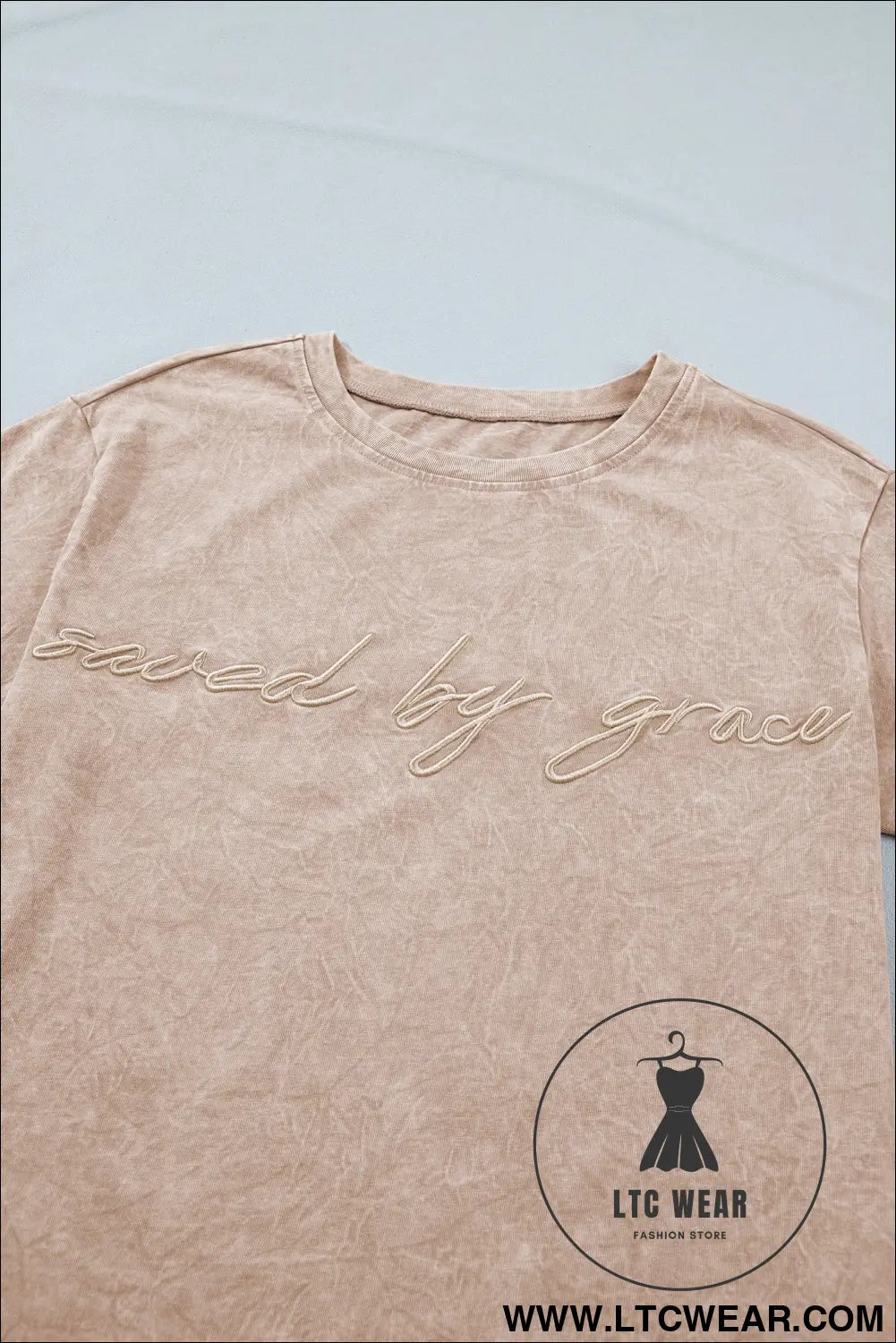 Casual saved by grace Mineral Washed Cotton T Shirt - L.T.C Wear Online Fashion Store
