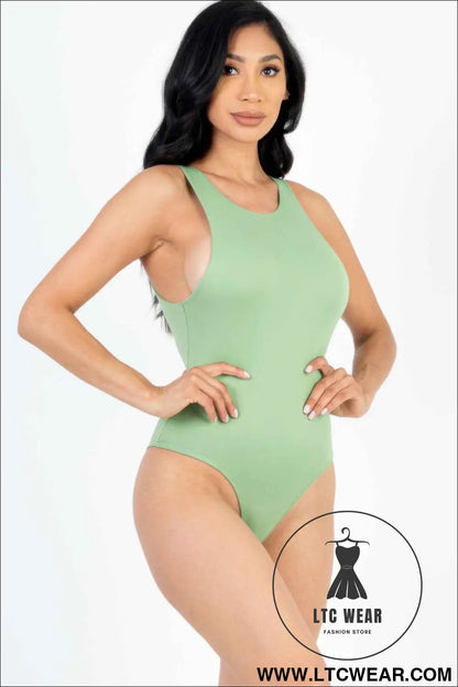 Casual Solid Tank Bodysuit