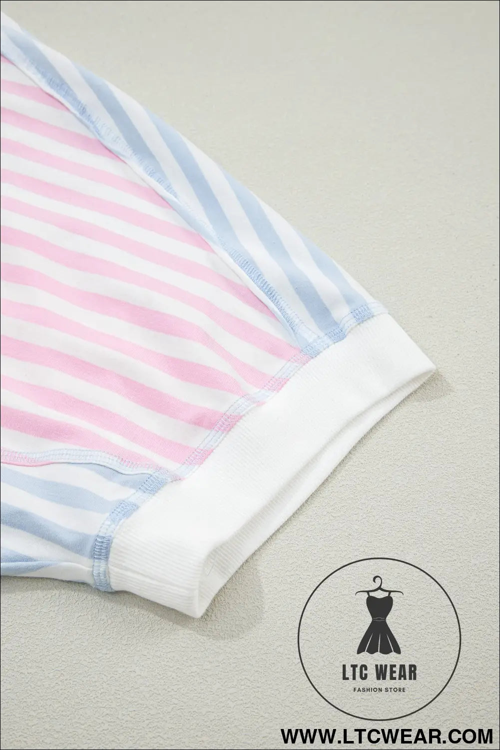 Casual Stripe Oversize Dolman Sleeve Patchwork T Shirt - L.T.C Wear Online Fashion Store