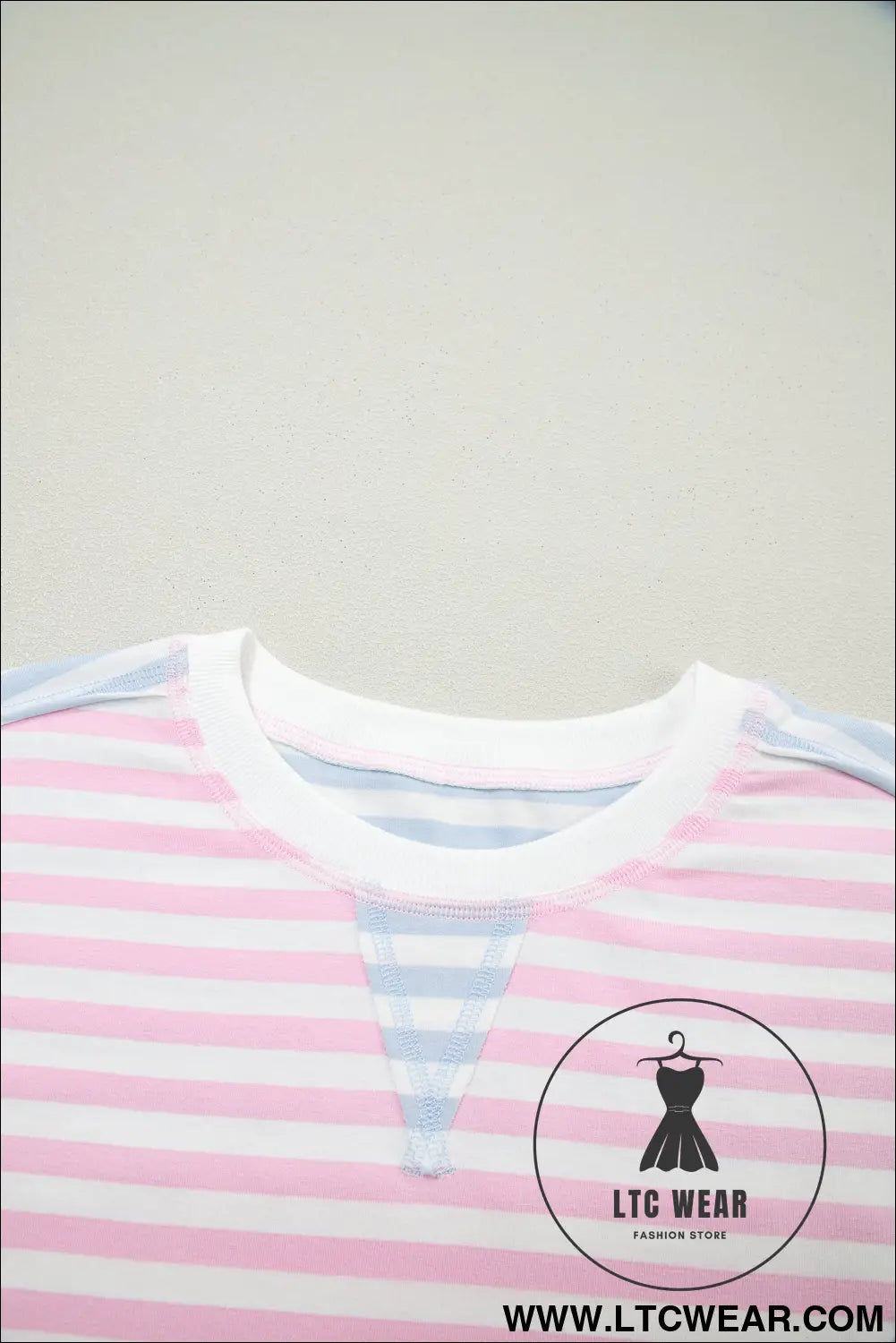 Casual Stripe Oversize Dolman Sleeve Patchwork T Shirt - L.T.C Wear Online Fashion Store