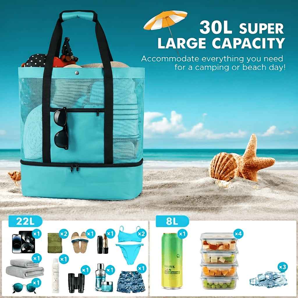 2in1 Beach Tote Cooler Bag Large Capacity AllPurpose