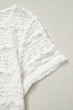 White Sheer Lace Short Sleeve Top
