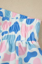 Multicolour Camouflage Print Shirred High Waist Athleisure Shorts