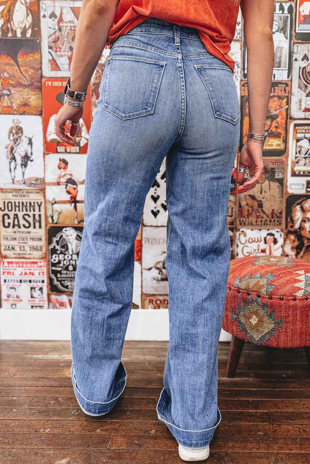 Beau Blue Tailored Center Seam Detail High Rise Jeans
