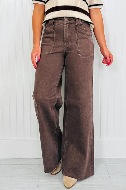 Dusk Blue Retro Washed Patch Pocket Stretchy Jeans