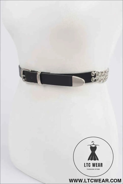 Chain Faux Leather Belt