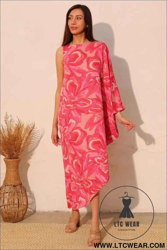 Chasing Petals One Sleeve Dress