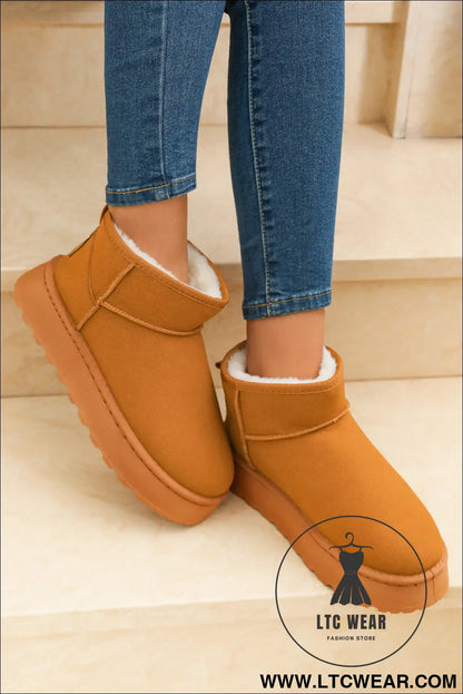 Chestnut faux fur lined suede ankle snow boots - boots