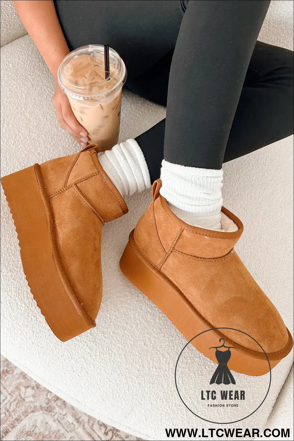 Chestnut faux fur lined suede ankle snow boots - chestnut / 37 / 100% polyester - boots