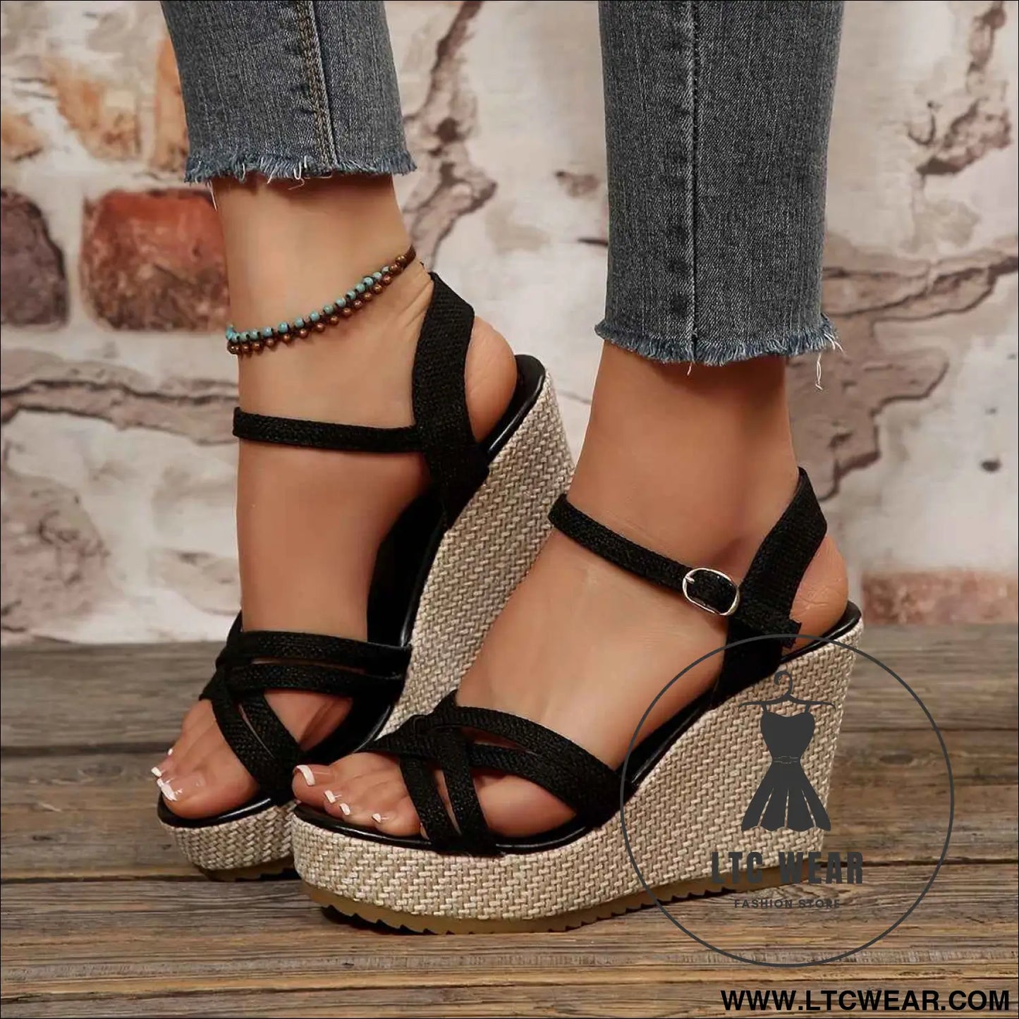 Chic Beige Woven Wedge Sandals HeightBoosting Summer Style