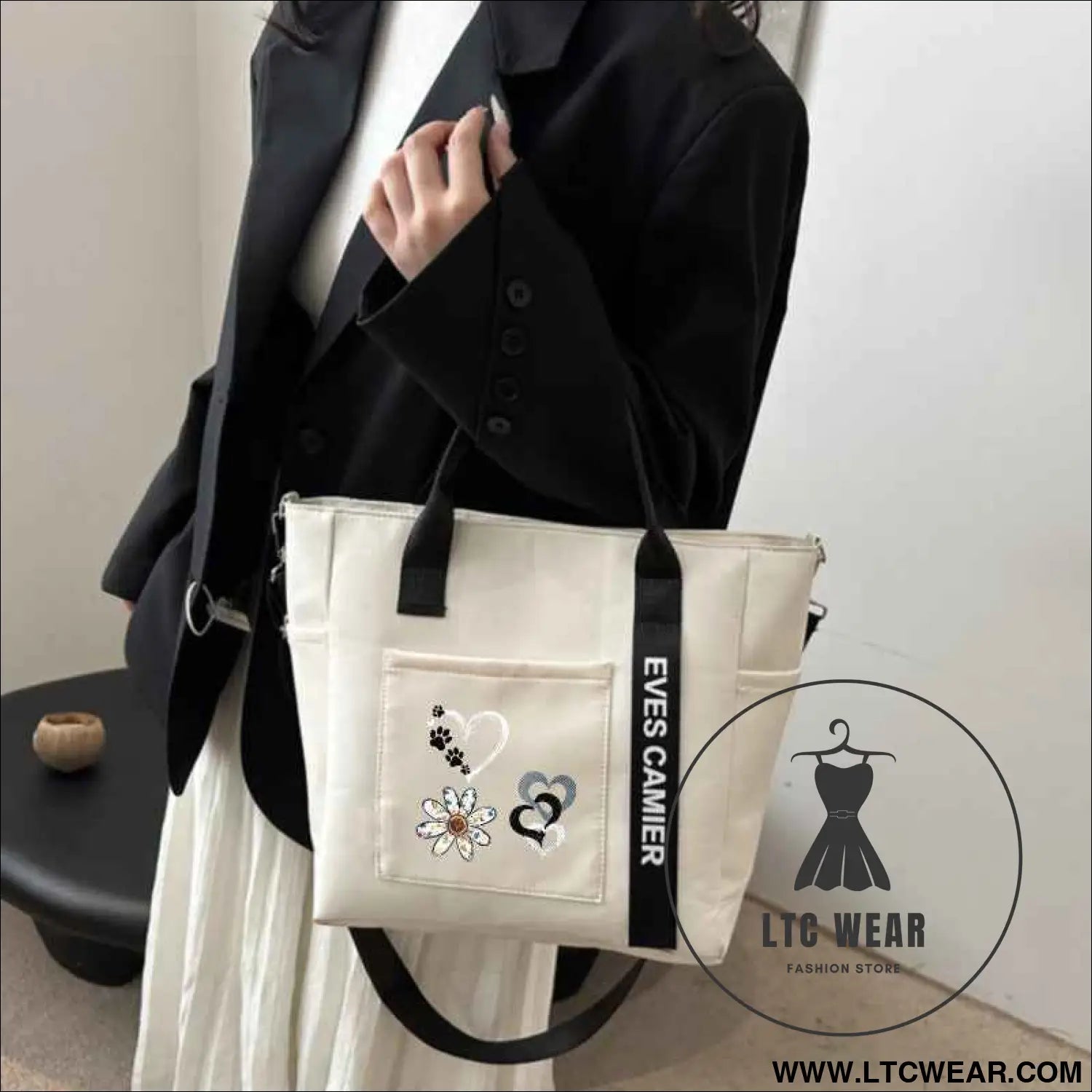Chic Floral Tote Versatile Crossbody for Work  Travel