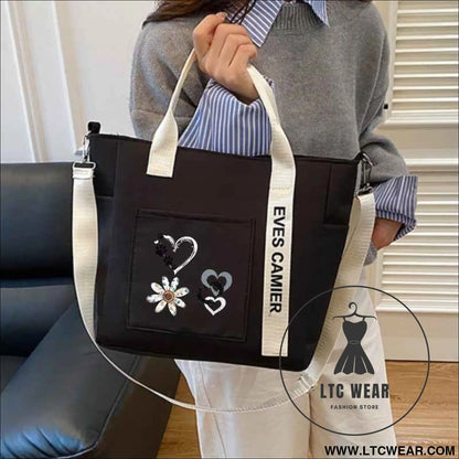Chic Floral Tote Versatile Crossbody for Work  Travel