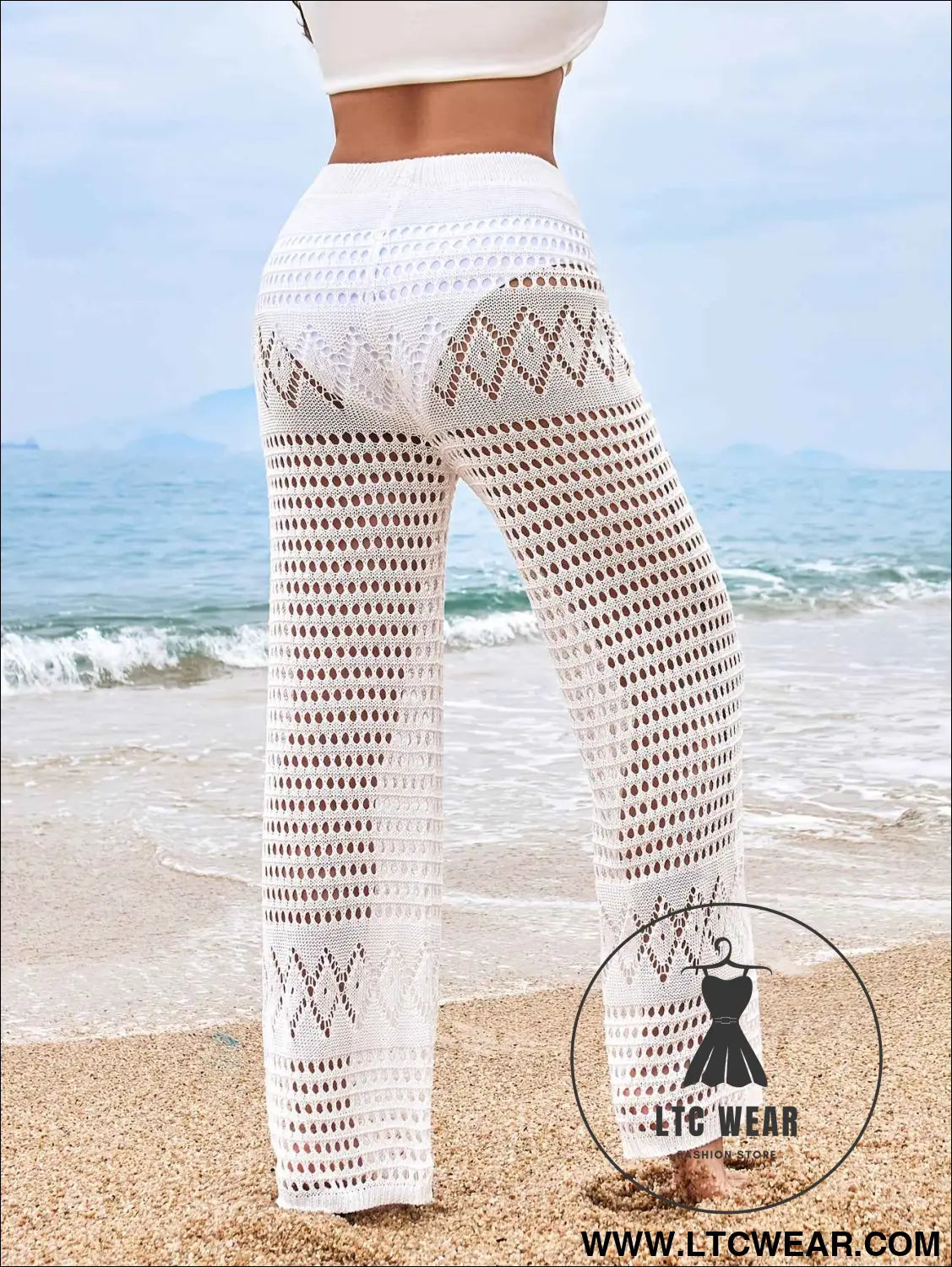 Chic High Waist Crochet Beach Pants for Effortless Style