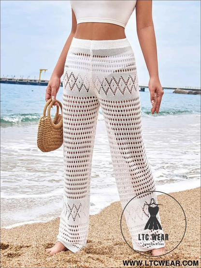 Chic High Waist Crochet Beach Pants for Effortless Style
