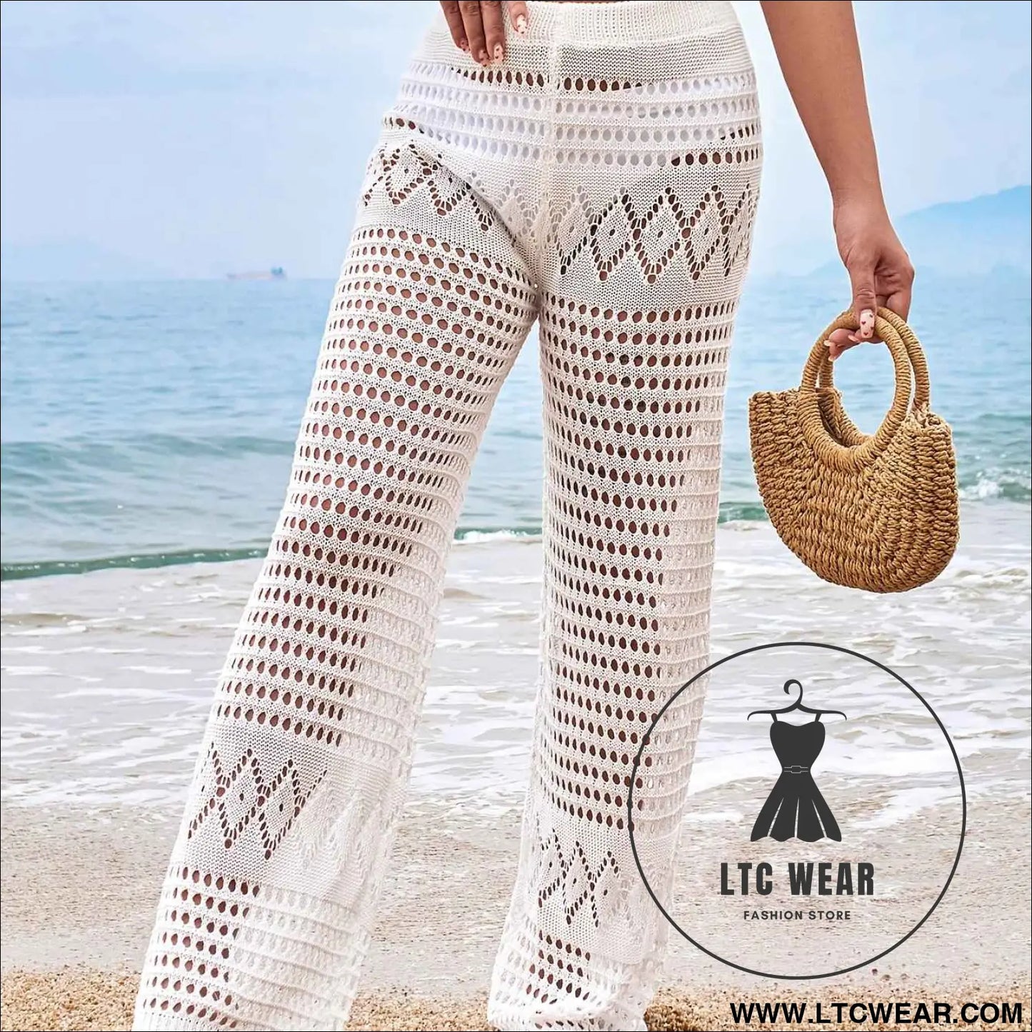 Chic High Waist Crochet Beach Pants for Effortless Style