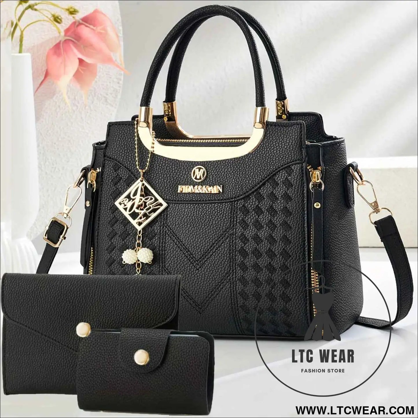 Chic Quilted Printed Tote  Crossbody Bag Set
