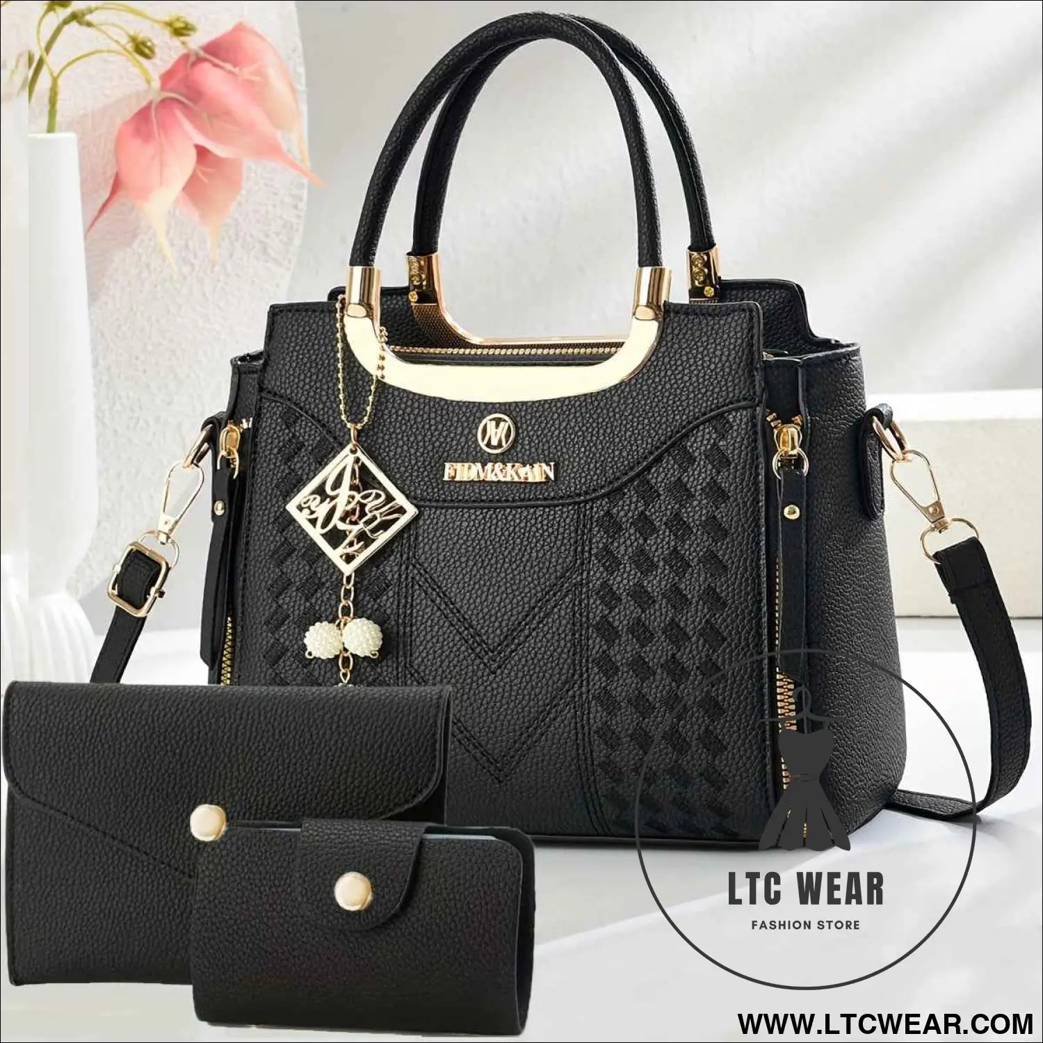 Chic Quilted Printed Tote  Crossbody Bag Set
