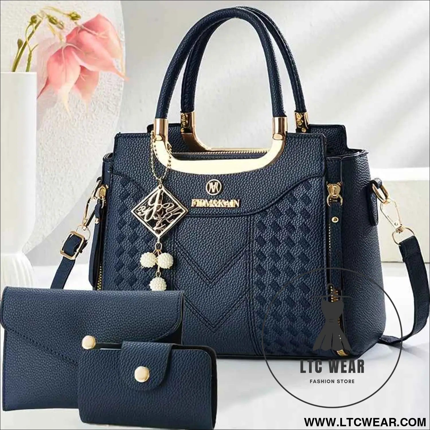 Chic Quilted Printed Tote  Crossbody Bag Set