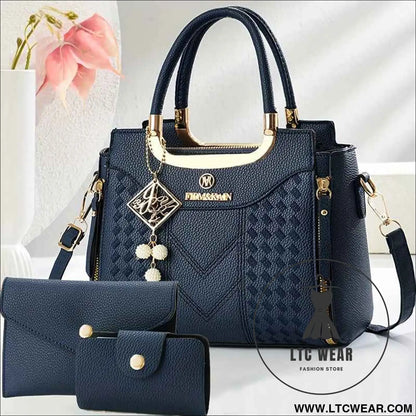 Chic Quilted Printed Tote  Crossbody Bag Set