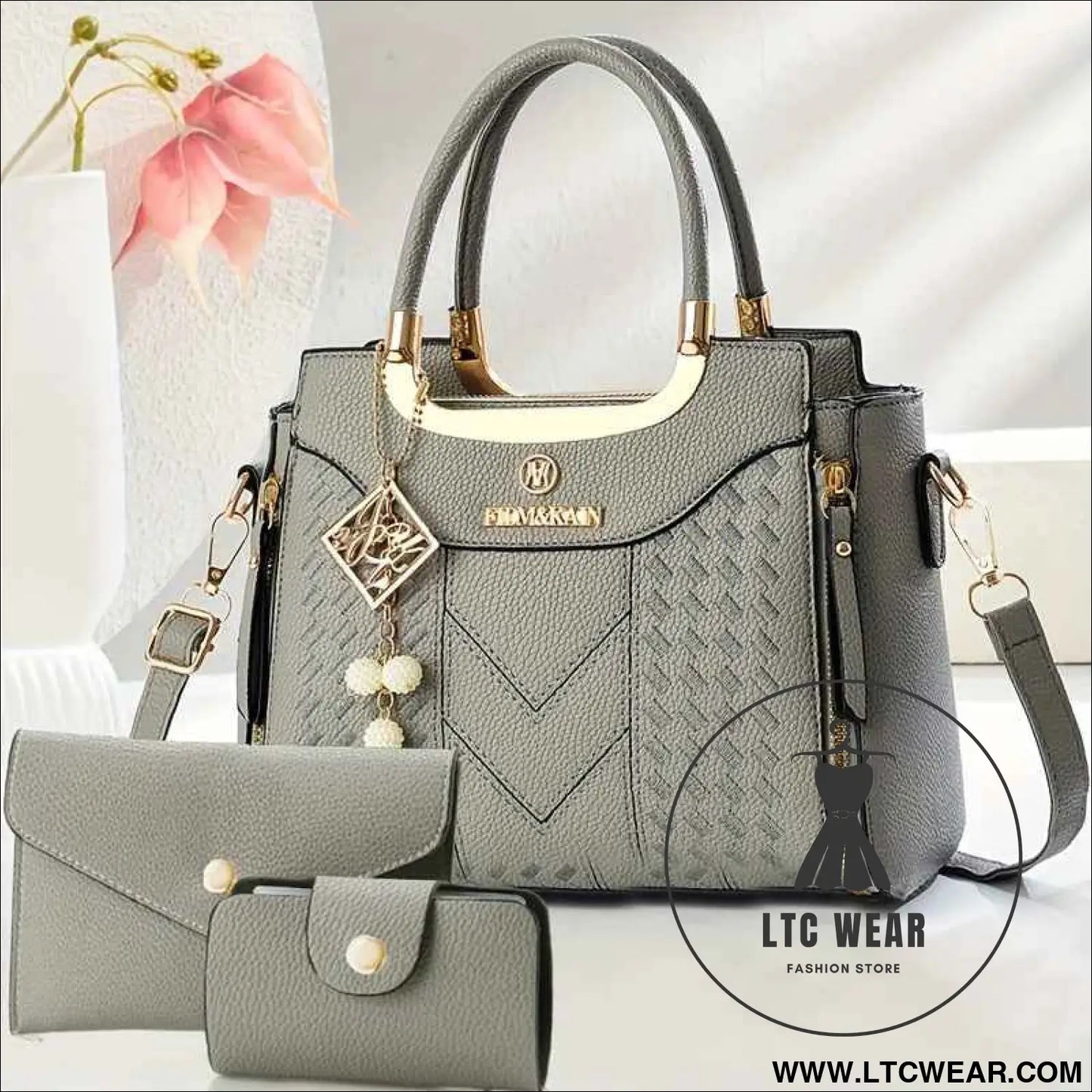 Chic Quilted Printed Tote  Crossbody Bag Set