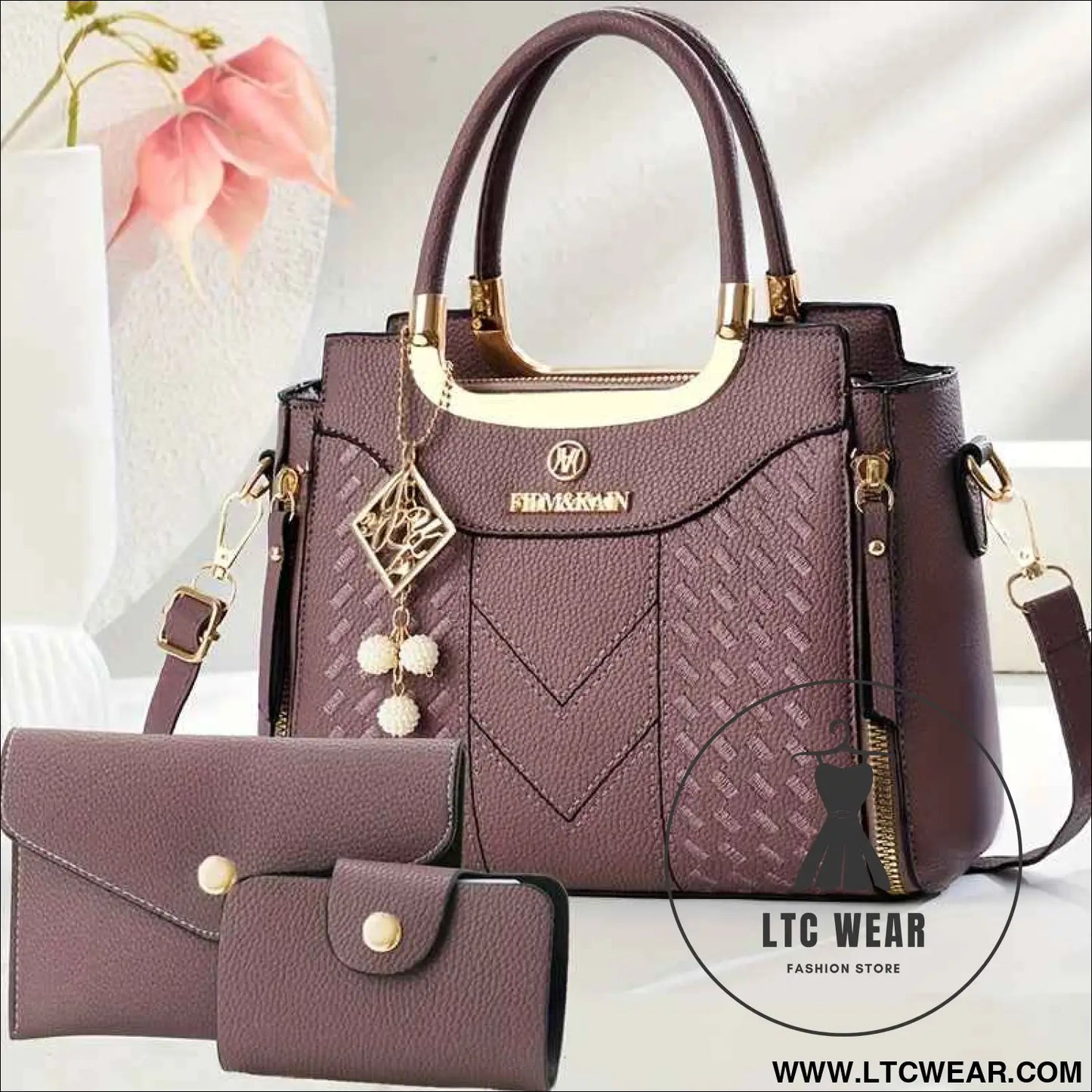 Chic Quilted Printed Tote  Crossbody Bag Set