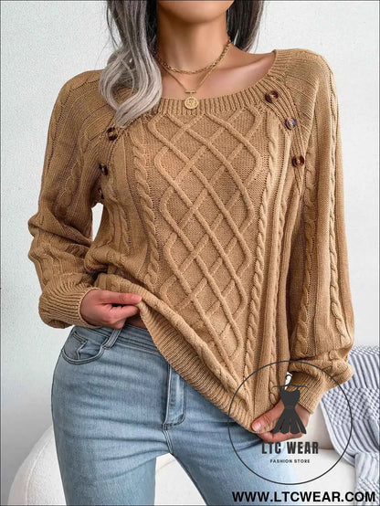 Chic Square Collar Knitted Pullover for Autumn & Winter