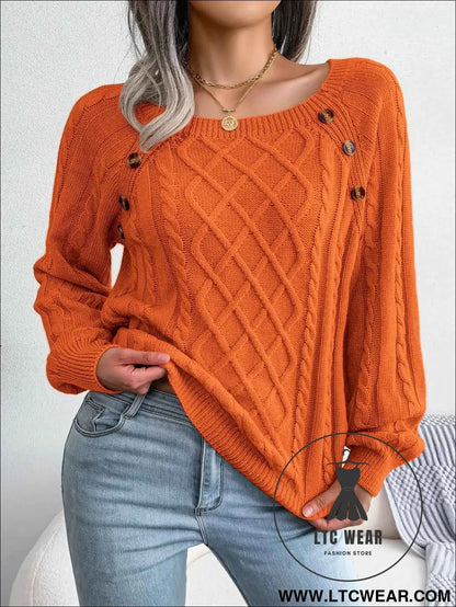 Chic Square Collar Knitted Pullover for Autumn & Winter