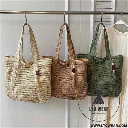 Chic Woven Fringe Tote Large Versatile Shoulder Bag for Summer