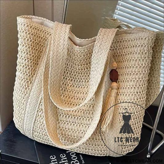 Chic Woven Fringe Tote Large Versatile Shoulder Bag for Summer