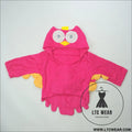 Children’s cardigan hooded animal bathrobe baby home clothes cotton towel material baby absorbent bath towel - red owl
