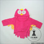 Children’s cardigan hooded animal bathrobe baby home clothes cotton towel material baby absorbent bath towel - red owl