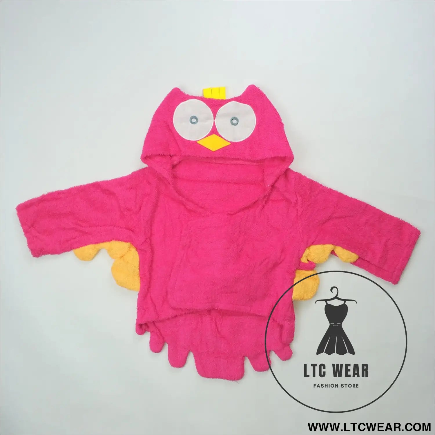 Children’s cardigan hooded animal bathrobe baby home clothes cotton towel material baby absorbent bath towel - red owl