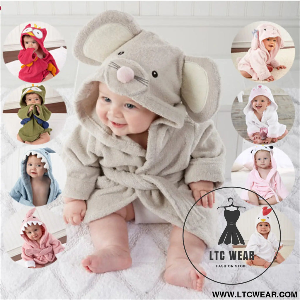 Children’s cardigan hooded animal bathrobe baby home clothes cotton towel material baby absorbent bath towel