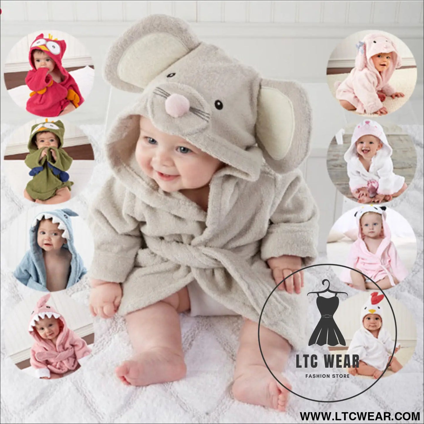 Children’s cardigan hooded animal bathrobe baby home clothes cotton towel material baby absorbent bath towel