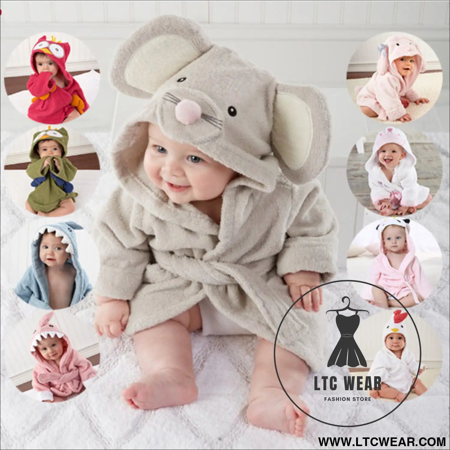 Children’s cardigan hooded animal bathrobe baby home clothes cotton towel material baby absorbent bath towel