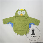 Children’s cardigan hooded animal bathrobe baby home clothes cotton towel material baby absorbent bath towel - green