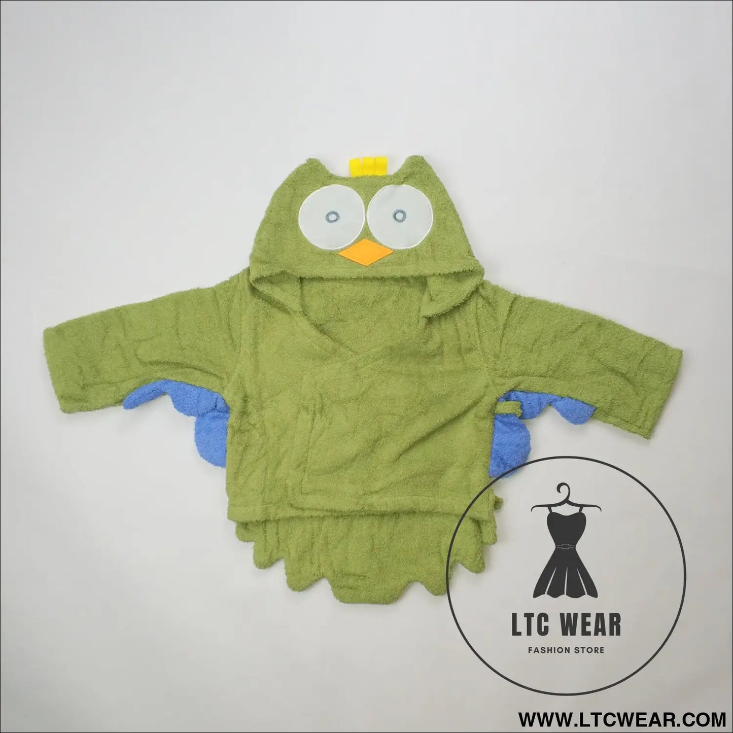 Children’s cardigan hooded animal bathrobe baby home clothes cotton towel material baby absorbent bath towel - green