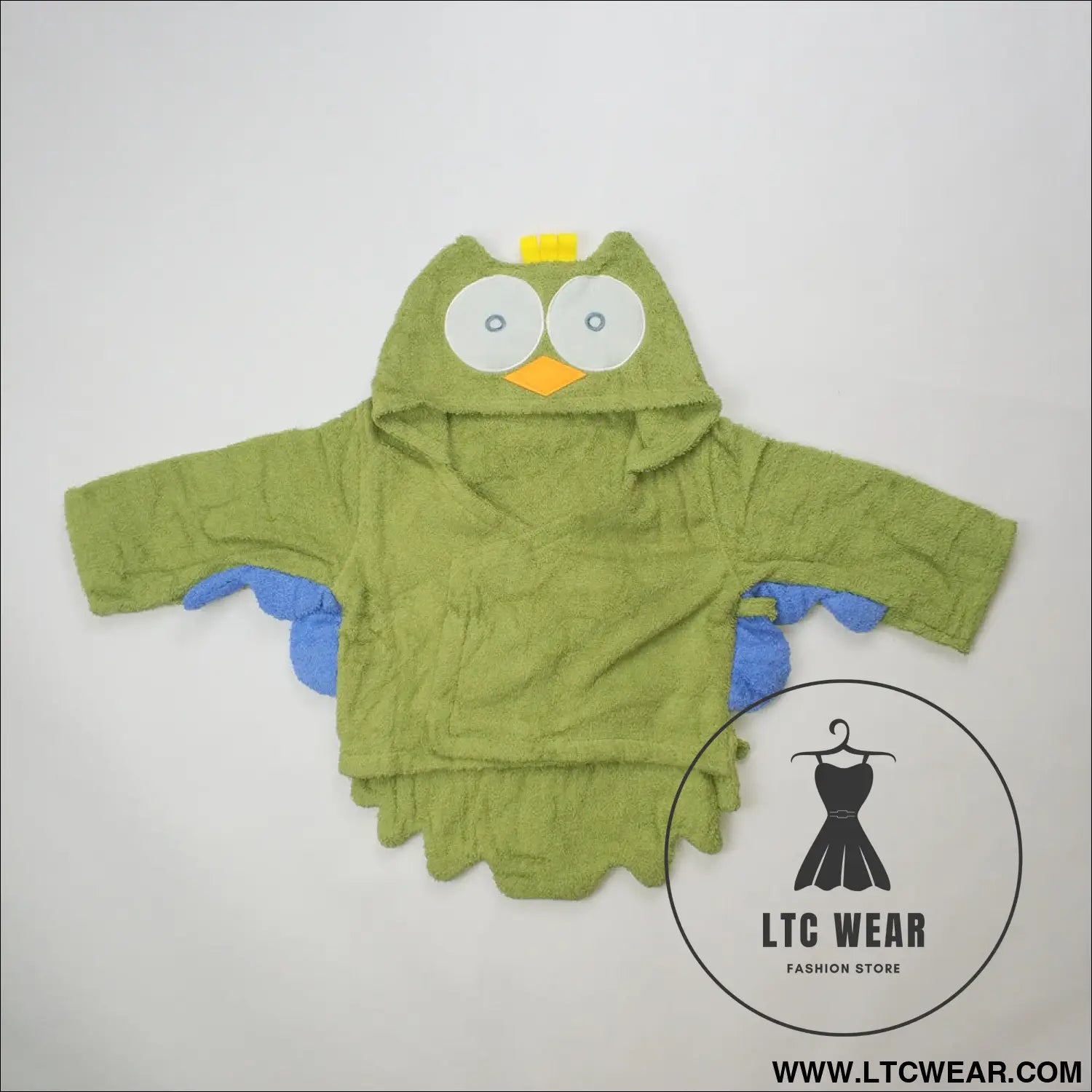 Children’s cardigan hooded animal bathrobe baby home clothes cotton towel material baby absorbent bath towel - green