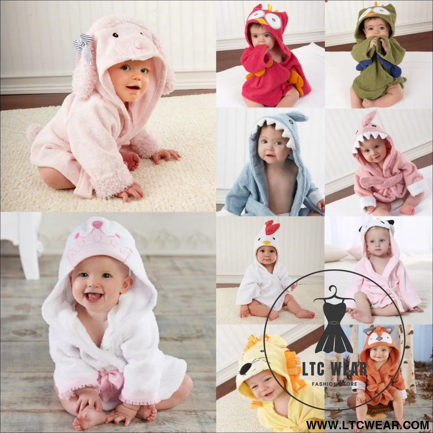Children’s cardigan hooded animal bathrobe baby home clothes cotton towel material baby absorbent bath towel