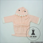 Children’s cardigan hooded animal bathrobe baby home clothes cotton towel material baby absorbent bath towel - pink