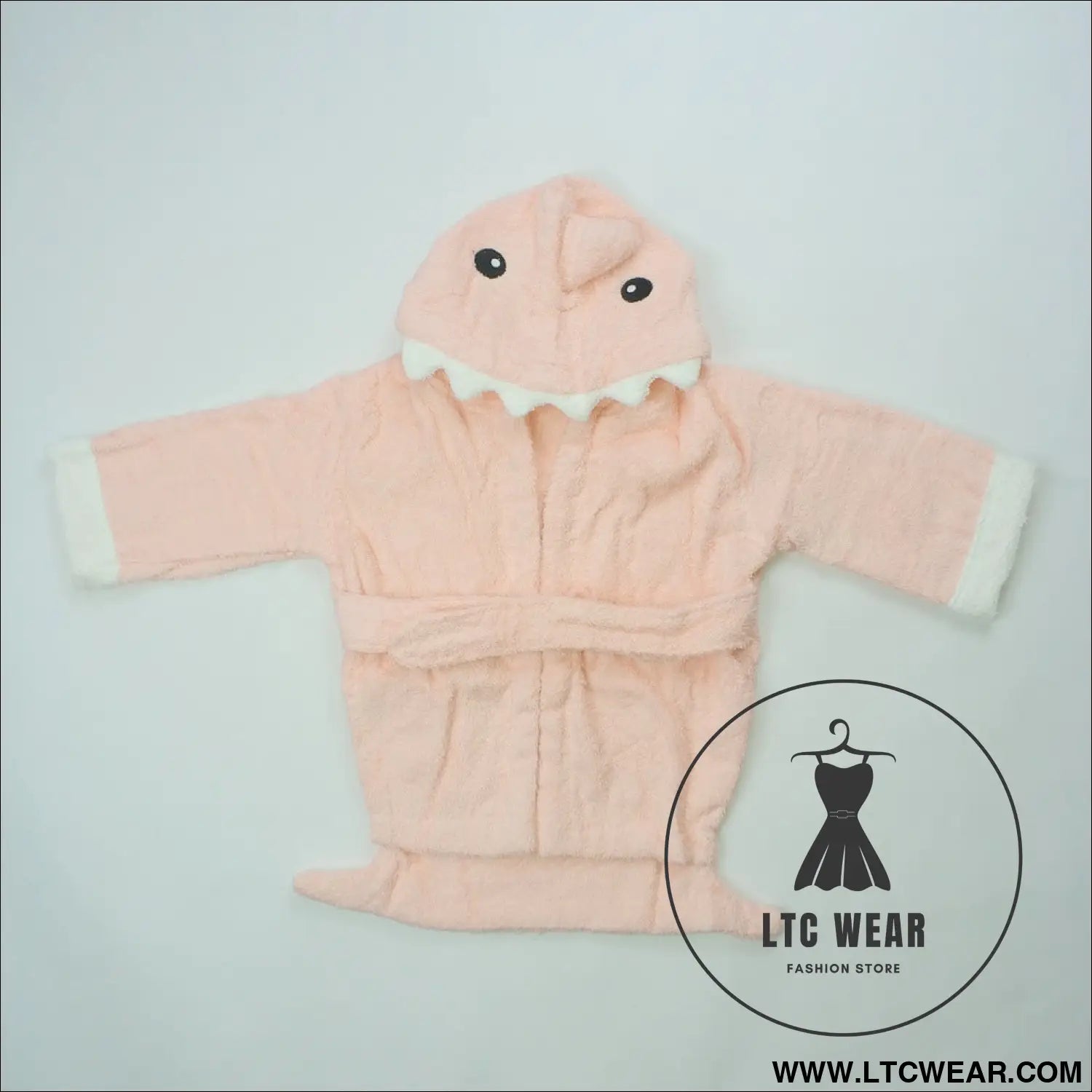 Children’s cardigan hooded animal bathrobe baby home clothes cotton towel material baby absorbent bath towel - pink