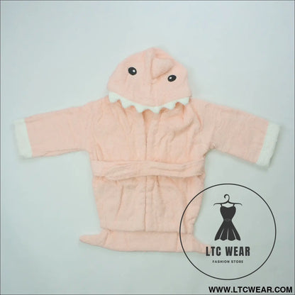 Children’s cardigan hooded animal bathrobe baby home clothes cotton towel material baby absorbent bath towel - pink