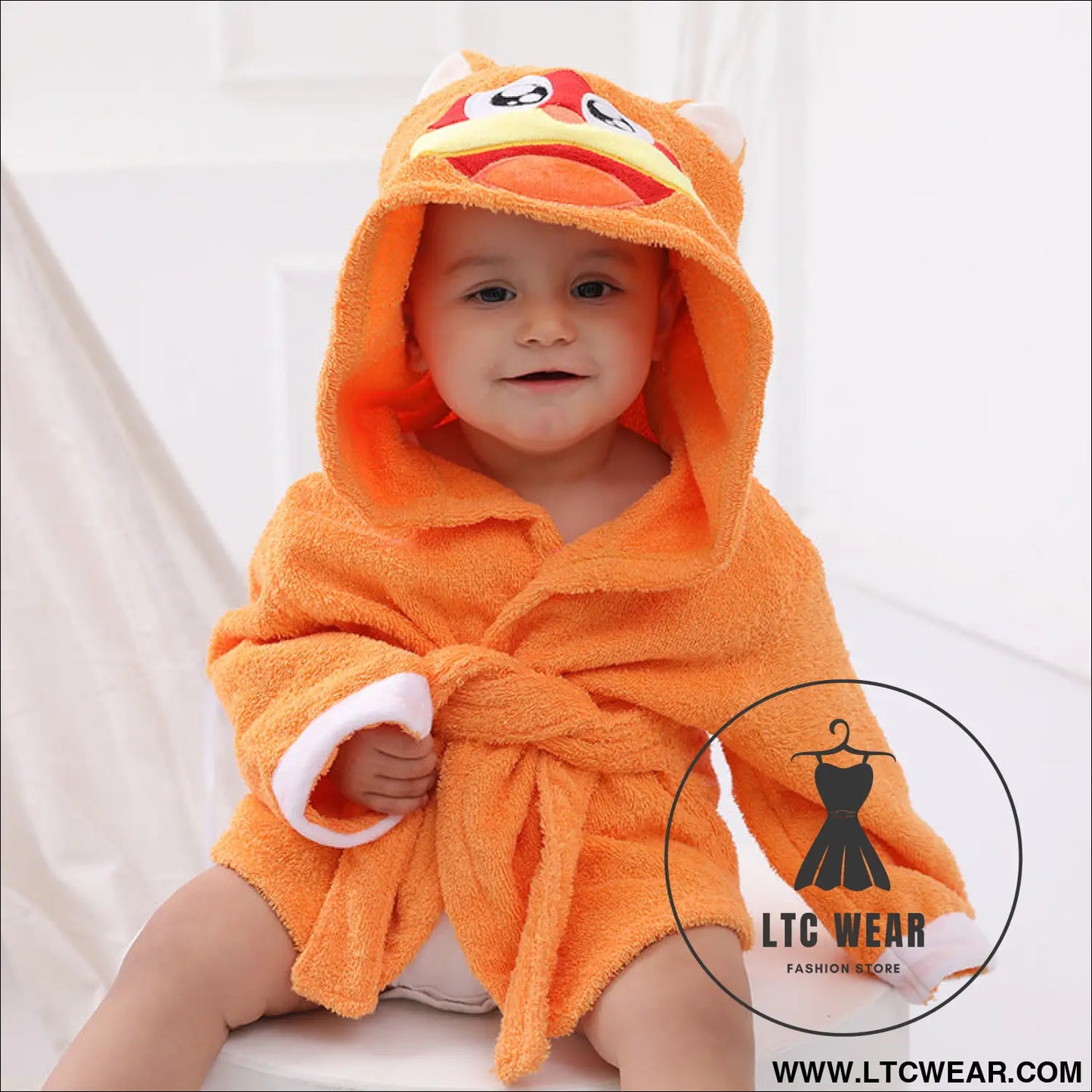 Children’s cardigan hooded animal bathrobe baby home clothes cotton towel material baby absorbent bath towel - new
