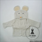 Children’s cardigan hooded animal bathrobe baby home clothes cotton towel material baby absorbent bath towel - white