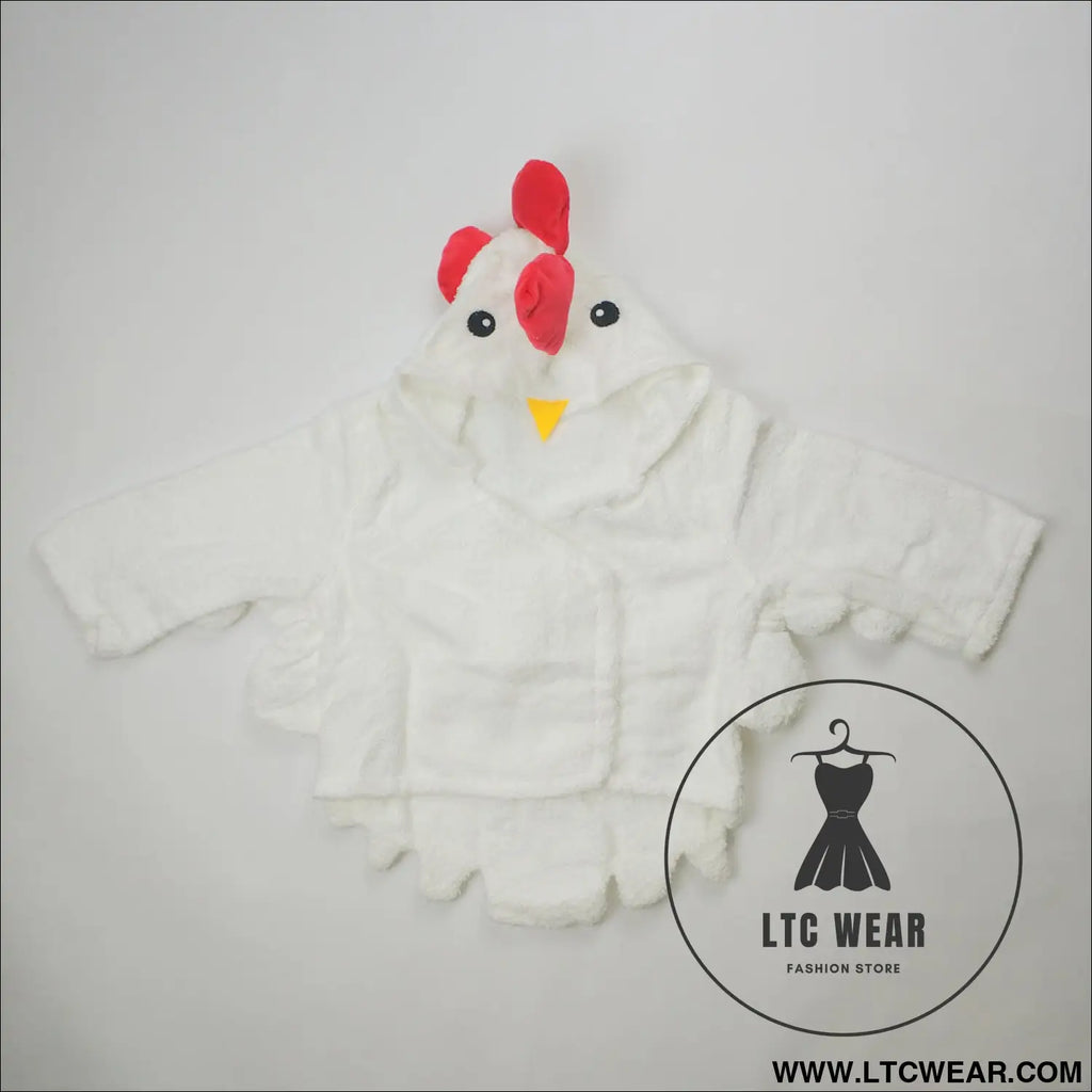 Children’s cardigan hooded animal bathrobe baby home clothes cotton towel material baby absorbent bath towel - little