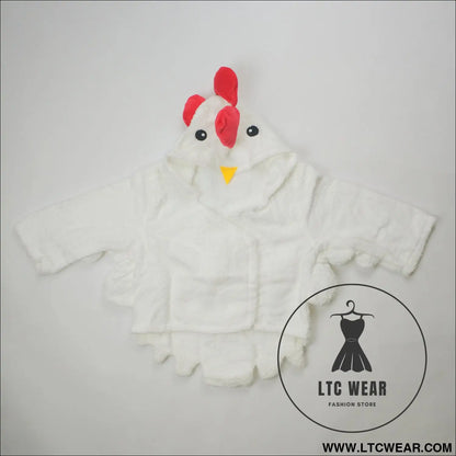 Children’s cardigan hooded animal bathrobe baby home clothes cotton towel material baby absorbent bath towel - little