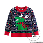 Children’s cartoon christmas dinosaur pullover sweater